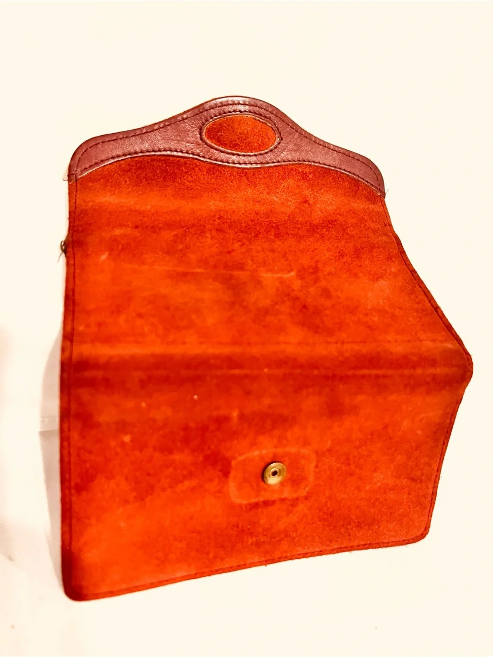 Vintage Suede Leather Envelope Clutch/Check Book-Coin Zip Comp.-CC Holders-Haiti